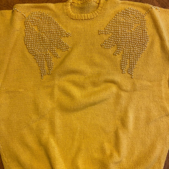 Vintage Handmade knitted Pearl tulip flower design sweater - Picture 7 of 7